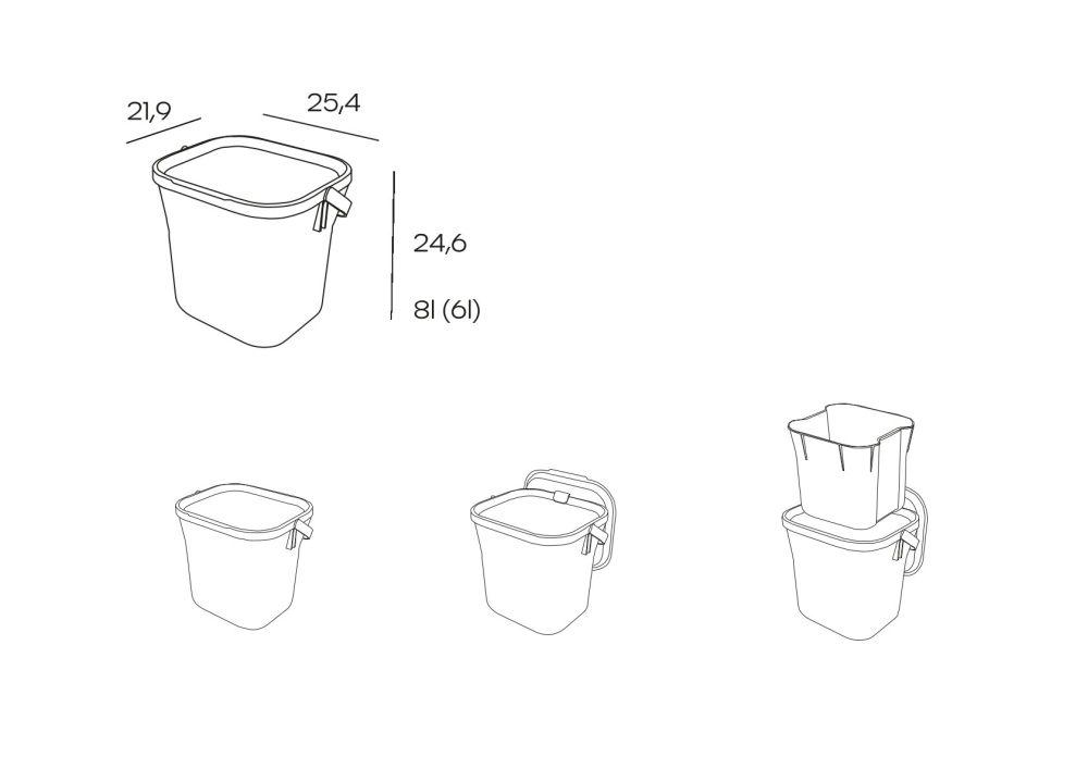Plastia Biomüll Behälter 6L mit Einsatz Elfenbein weiß Kaffeesatz Plastia Biomüll Behälter 6L mit Einsatz Elfenbein weiß Kaffeesatz