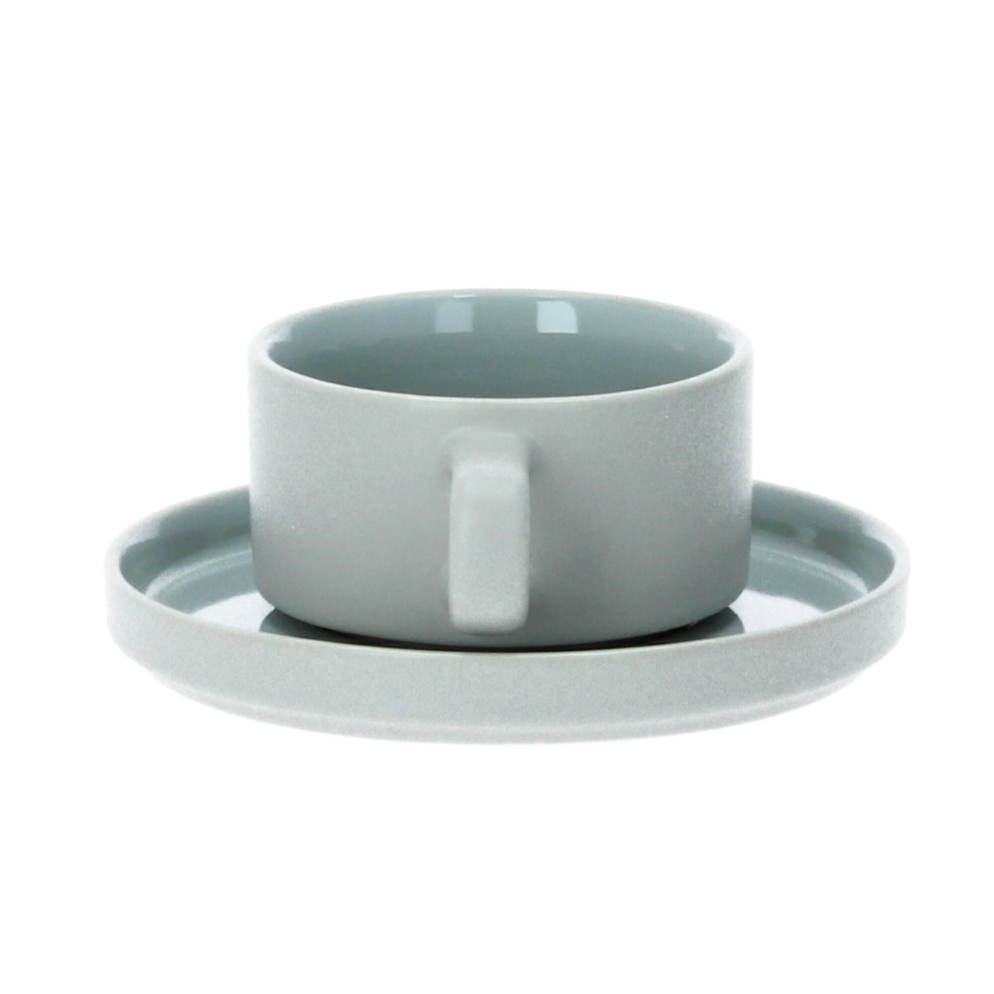 blomus Pilar 2 Teetassen mit Untertasse 200 ml Keramik mirage grey grau
