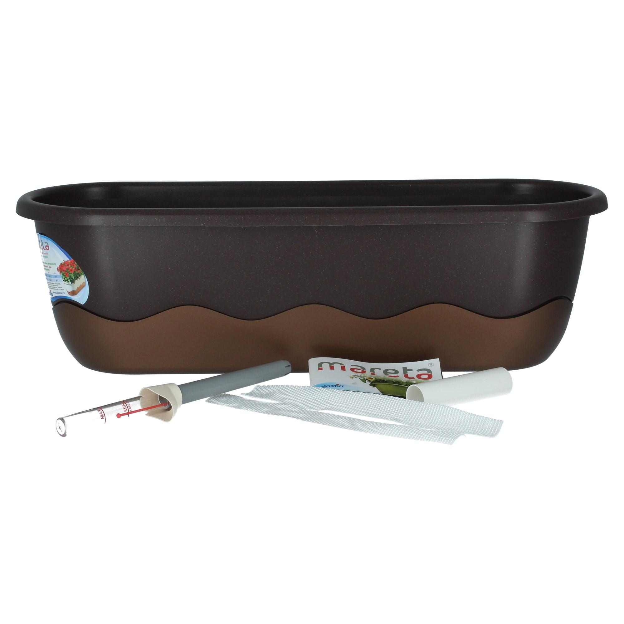Plastia Blumenkasten Mareta 60 Braun Bronze Wasserspeicher