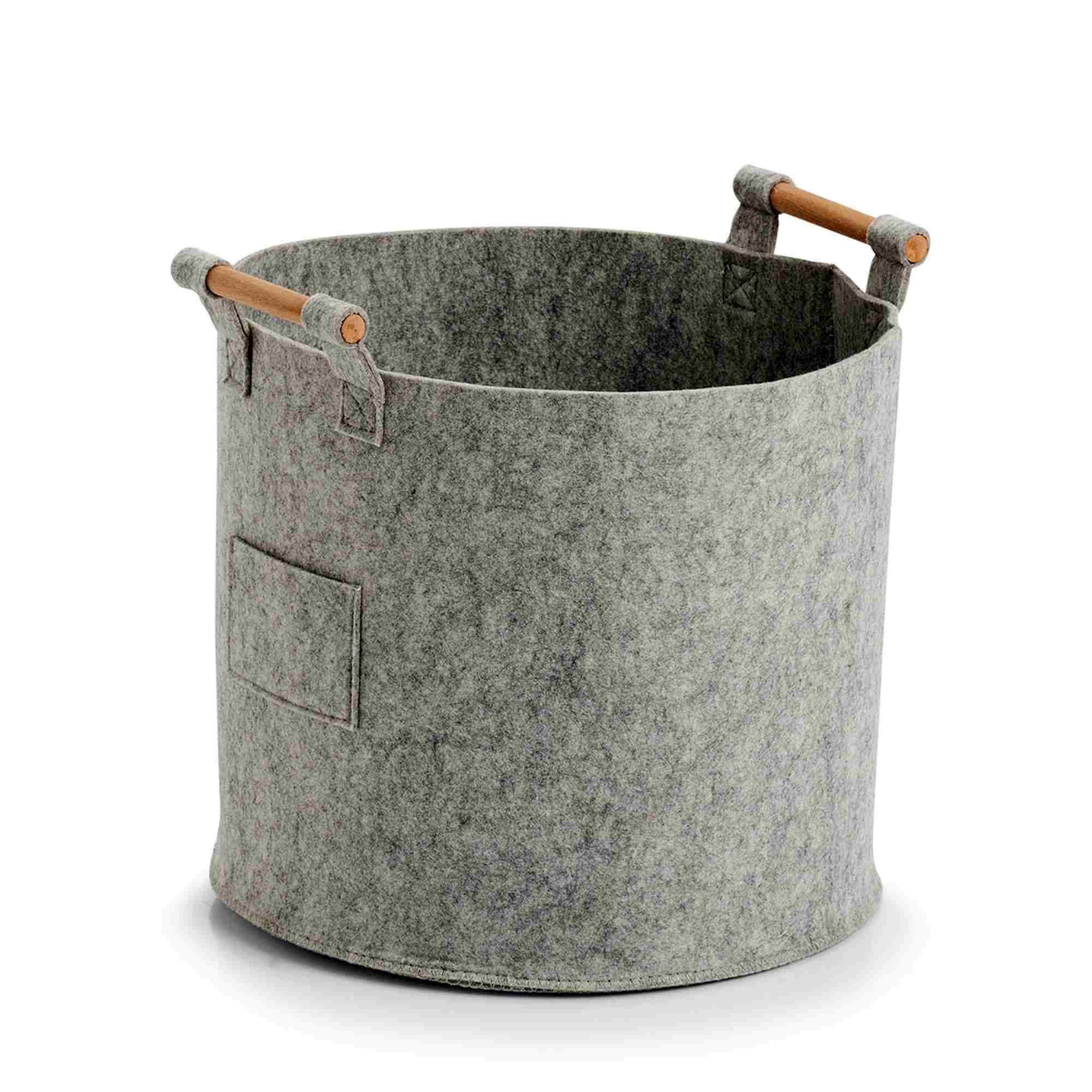 Zeller Aufbewahrungskorb Filz Holz grau 35x35x32,5cm 14394 Zeller Aufbewahrungskorb Filz Holz grau 35x35x32,5cm 14394