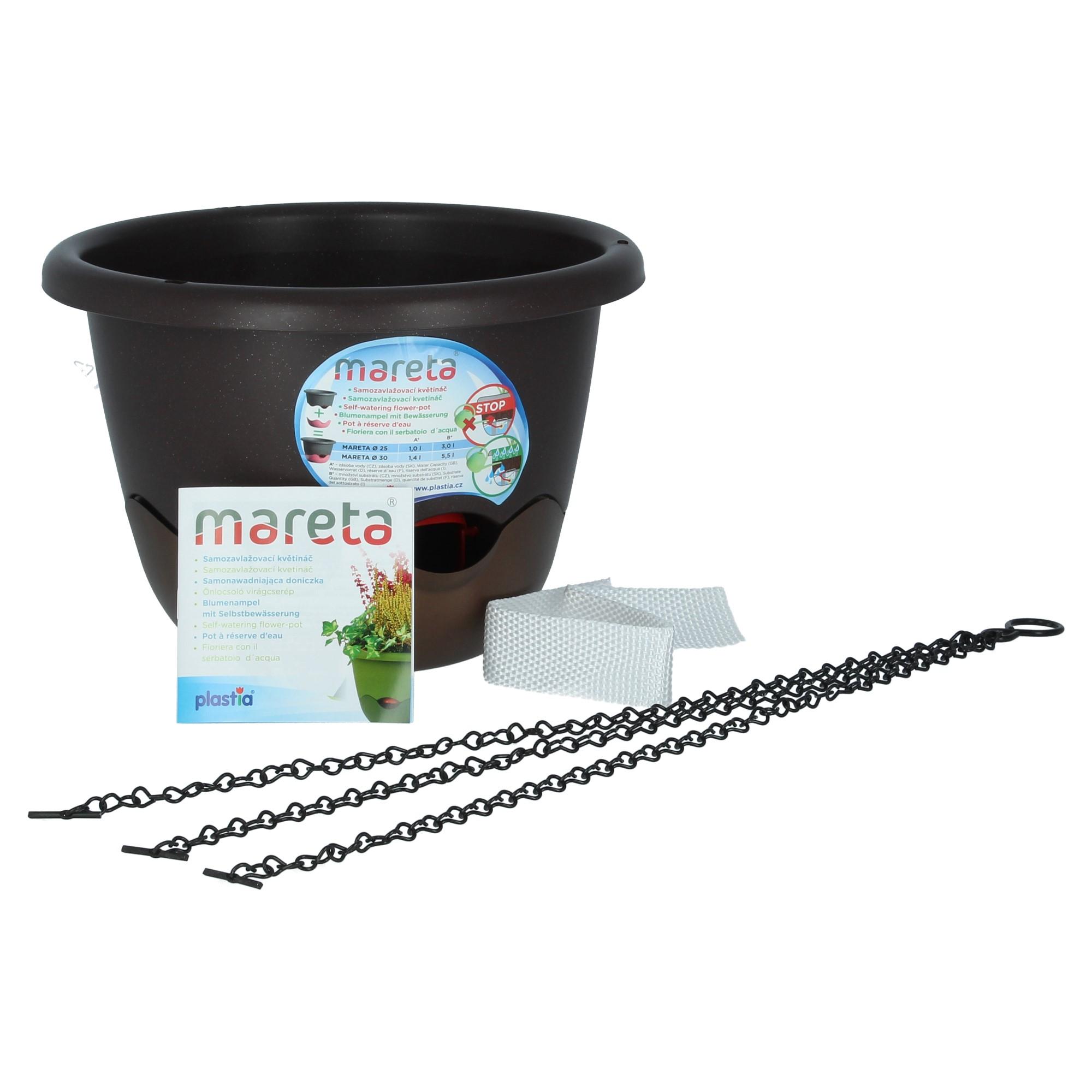 Plastia Blumenampel Mareta 25 Braun Bronze Wasserspeicher Plastia Blumenampel Mareta 25 Braun Bronze Wasserspeicher