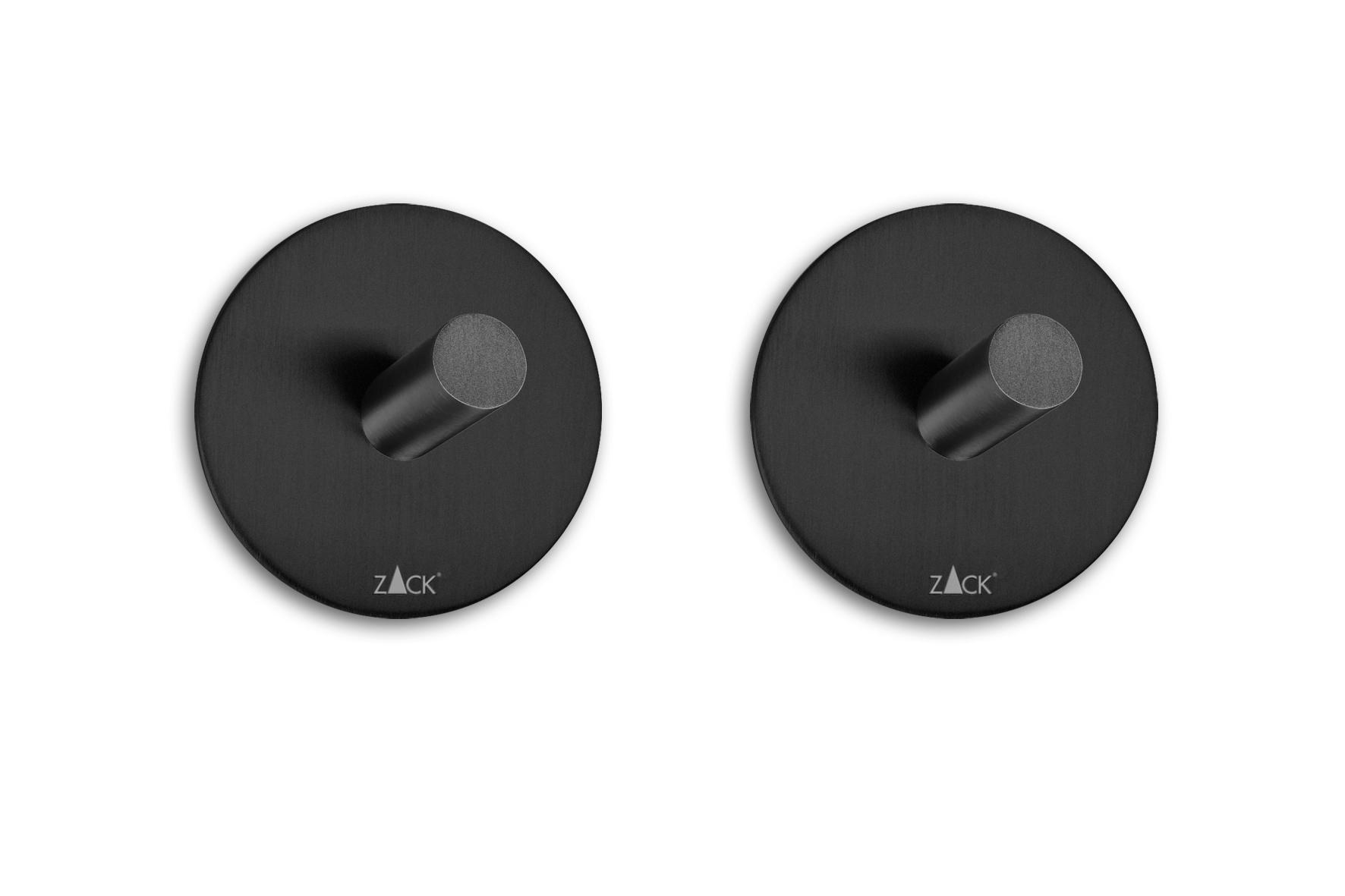 Zack PECO Handtuchhaken 2er Set rund 4,5 cm schwarz
