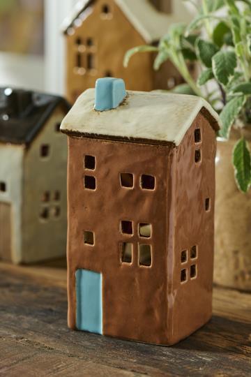 IB Laursen Lichthaus Teelichthalter Brighton türkise Tür Braun 27678-49 IB Laursen Lichthaus Teelichthalter Brighton türkise Tür Braun 27678-49