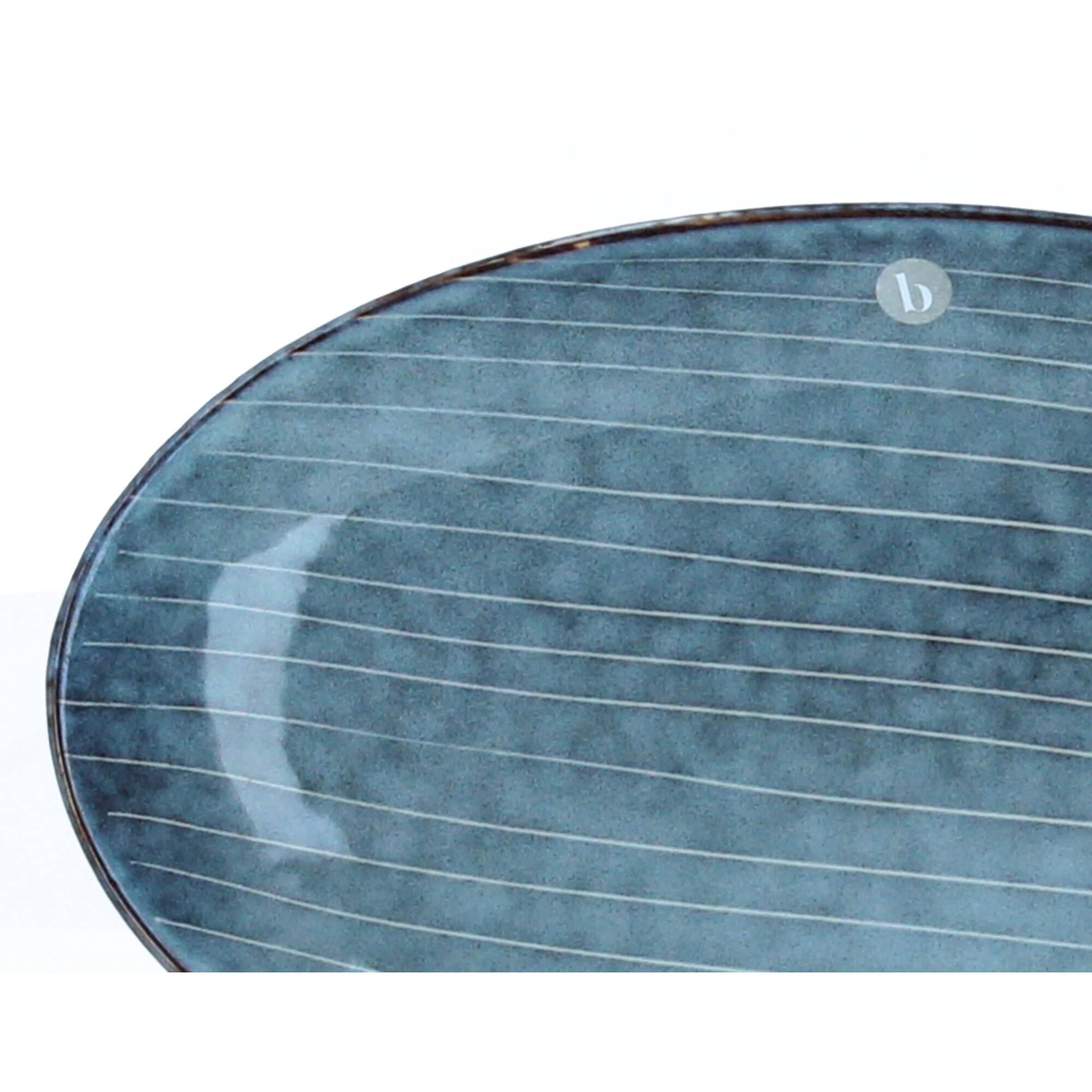 Broste Copenhagen Servierplatte Nordic Sea oval 22 cm blau