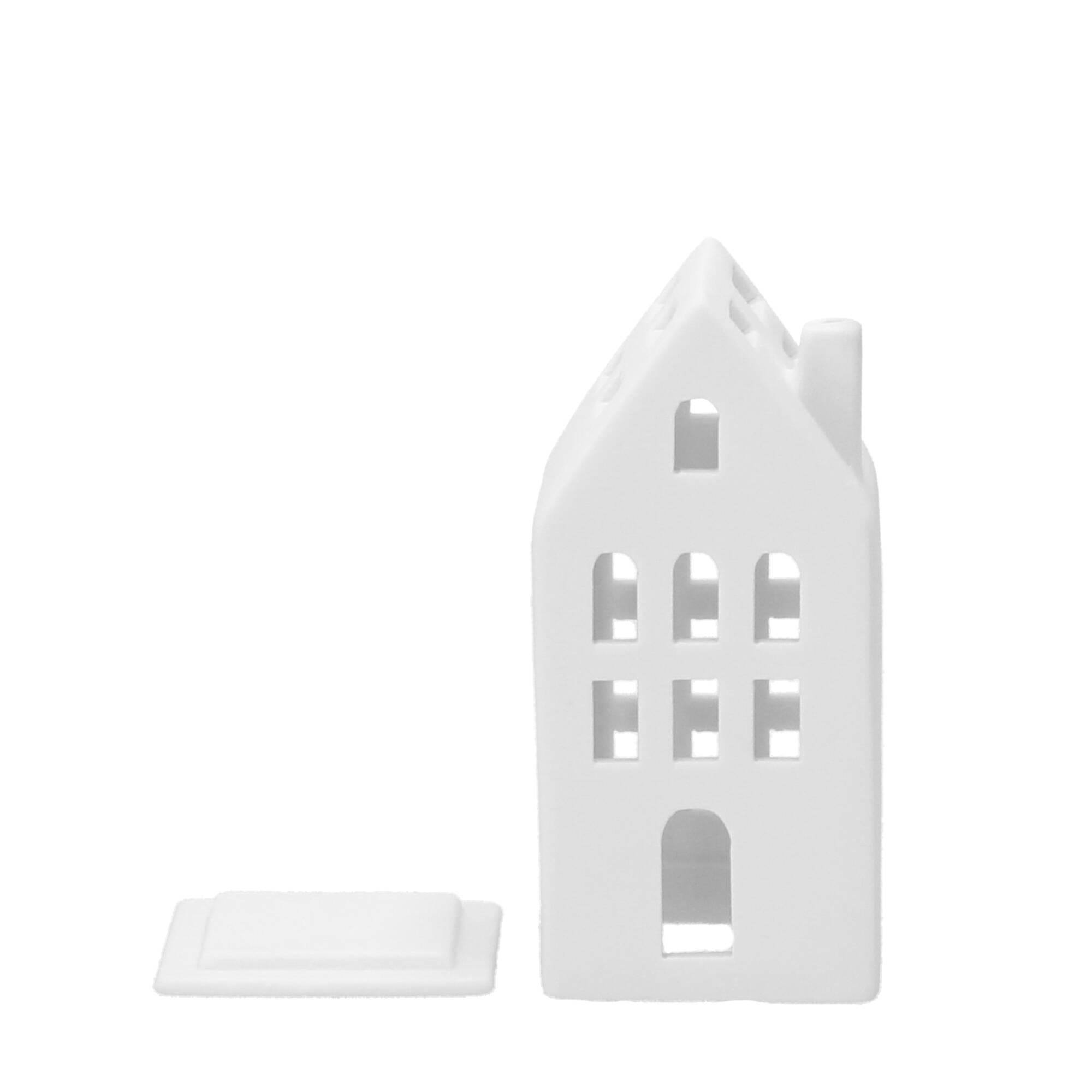 räder Living Mini Lichthaus Gästehaus 6x6x13 cm Porzellan weiß