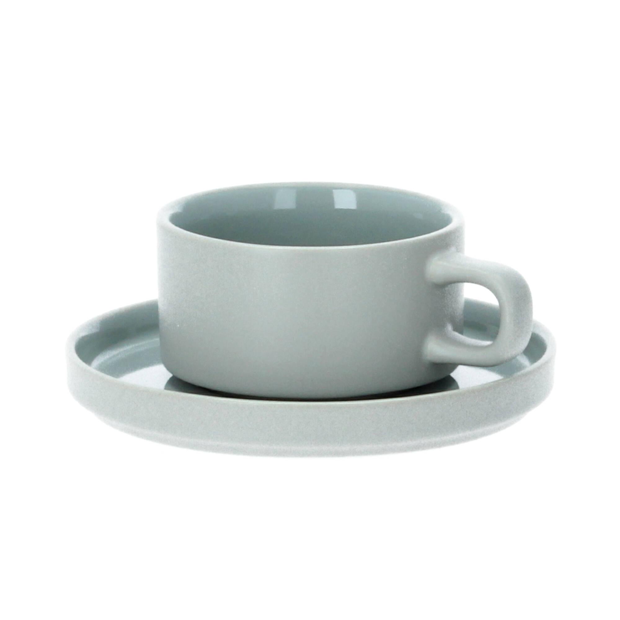 blomus Pilar 2 Teetassen mit Untertasse 200 ml Keramik mirage grey grau