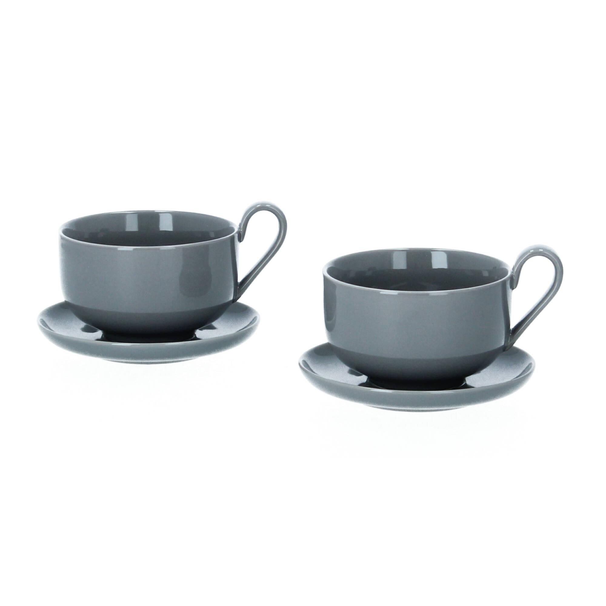 blomus RO 2 Teetassen mit Untertasse 230 ml Porzellan sharkskin