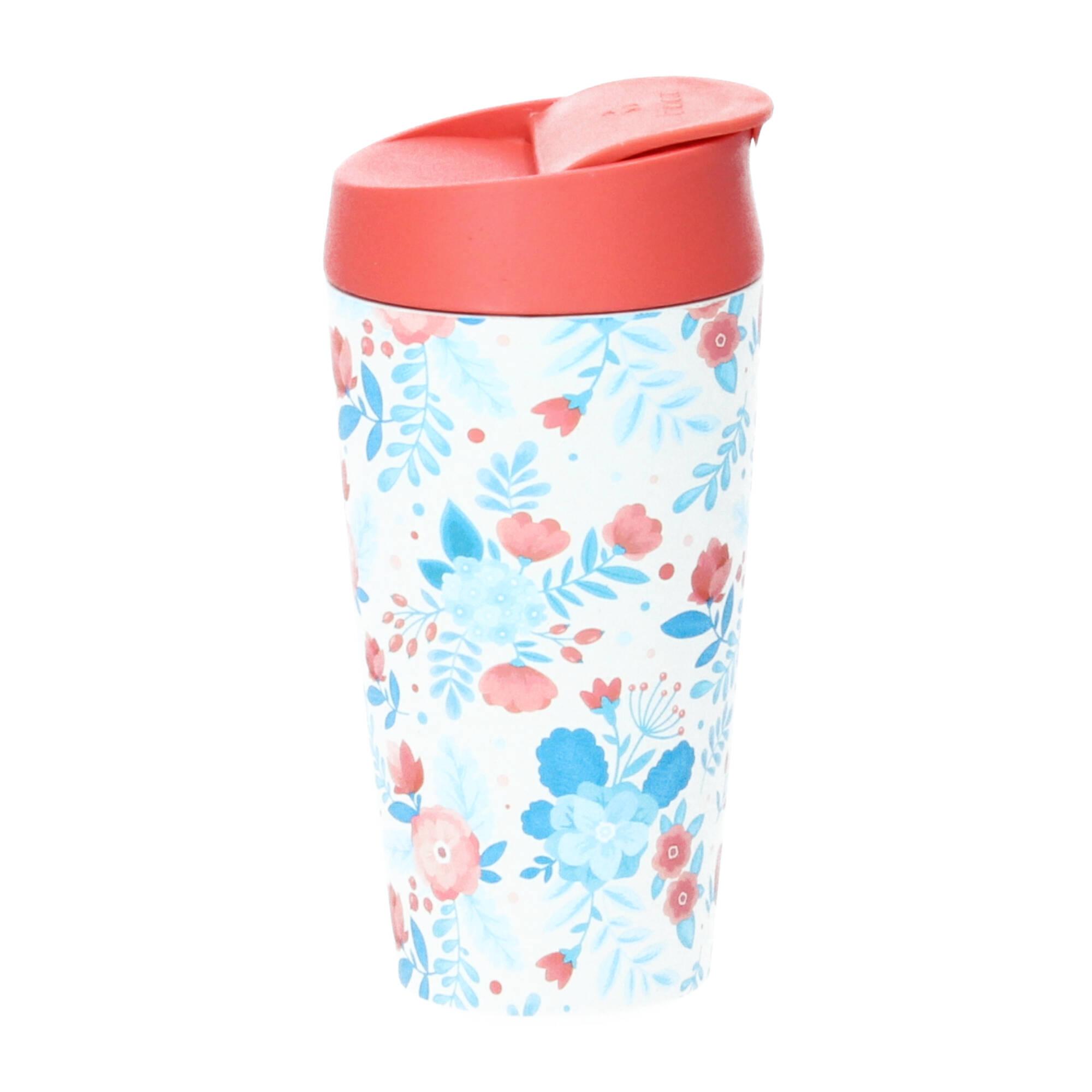 chic.mic Thermobecher Bioloco plant deluxe cup 420 ml red and blue flowers