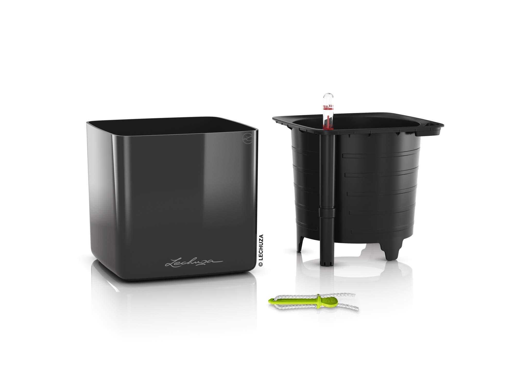 Lechuza Blumentopf klein Cube Glossy 16 Anthrazit highgloss Lechuza Blumentopf klein Cube Glossy 16 Anthrazit highgloss