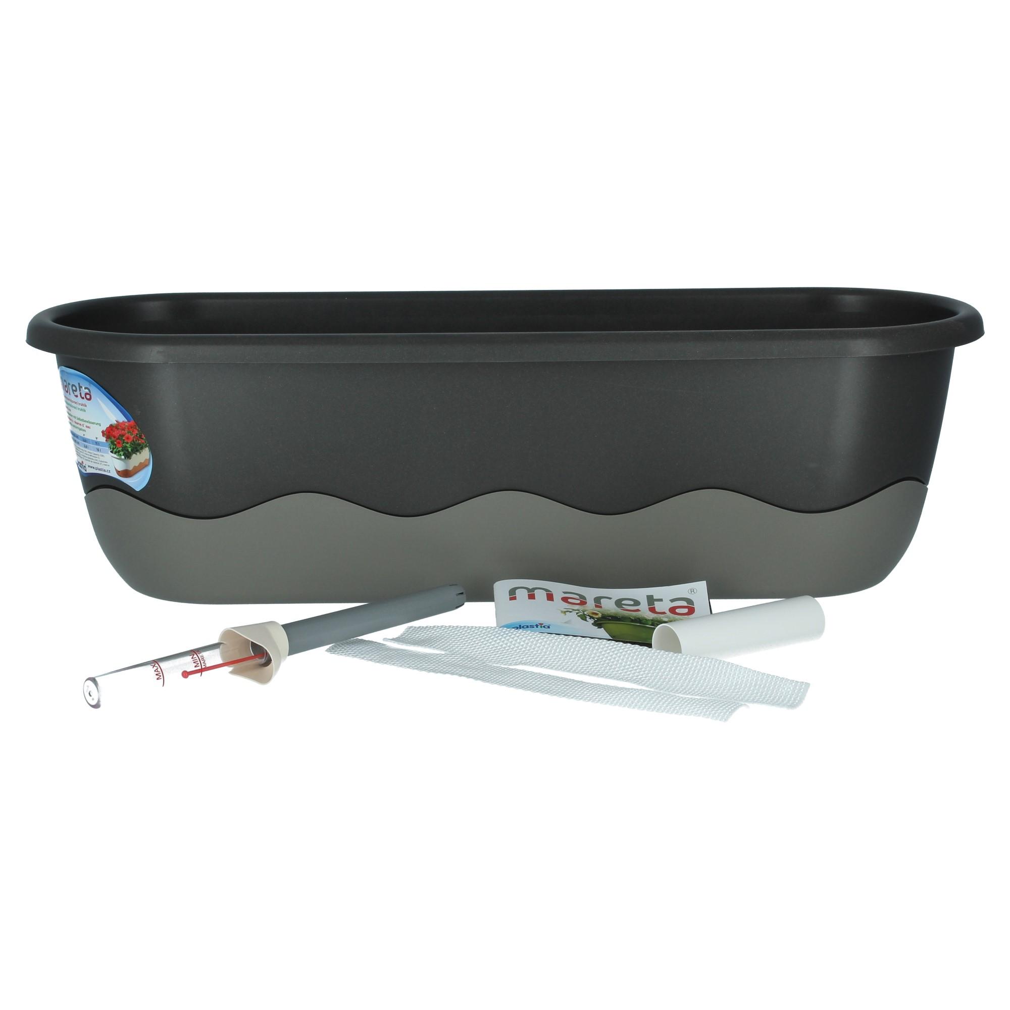 Plastia Blumenkasten Mareta 60 Anthrazit Grau Wasserspeicher