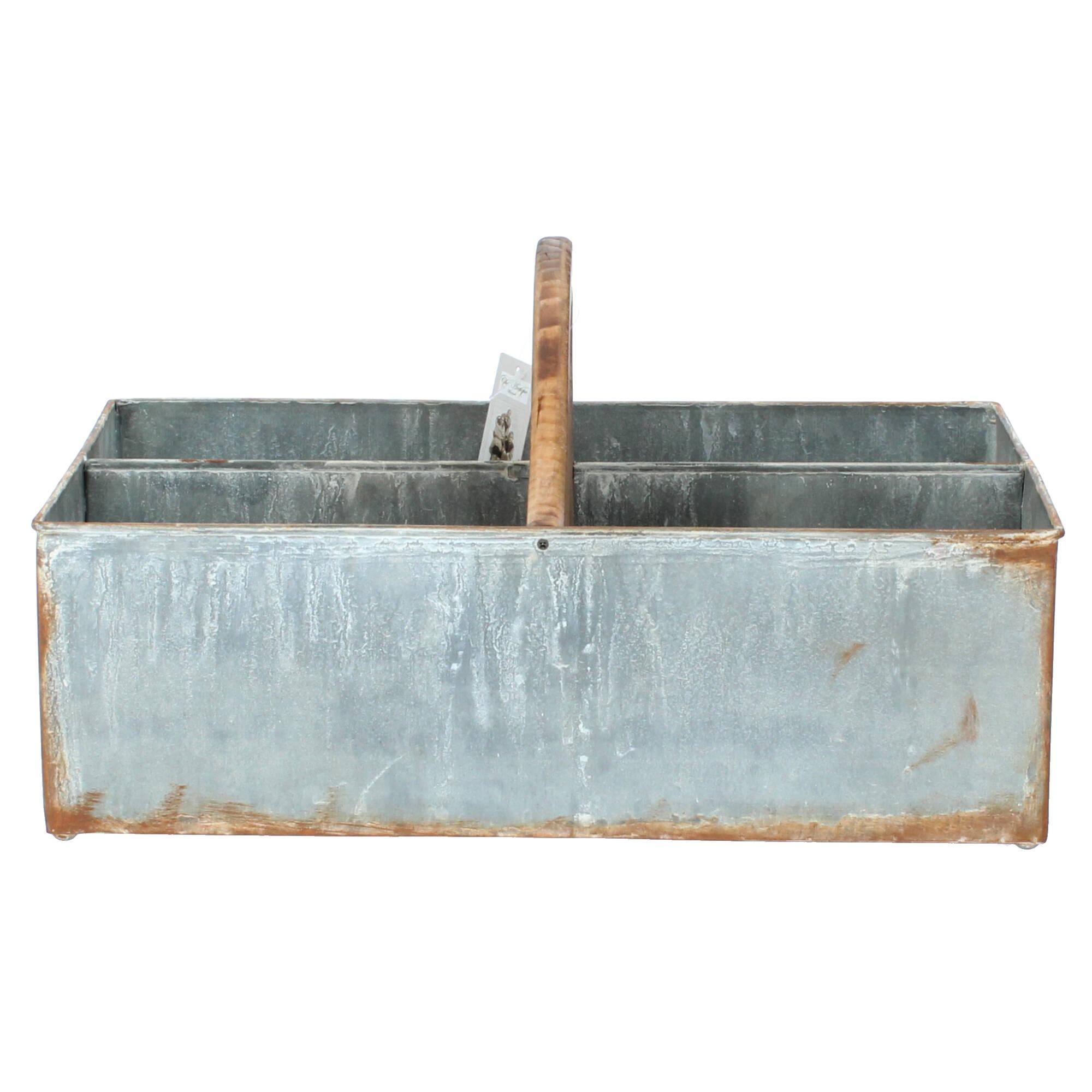 Chic Antique Pflanzschale Kasten 4 Fächer grau 41,5x39x22 cm