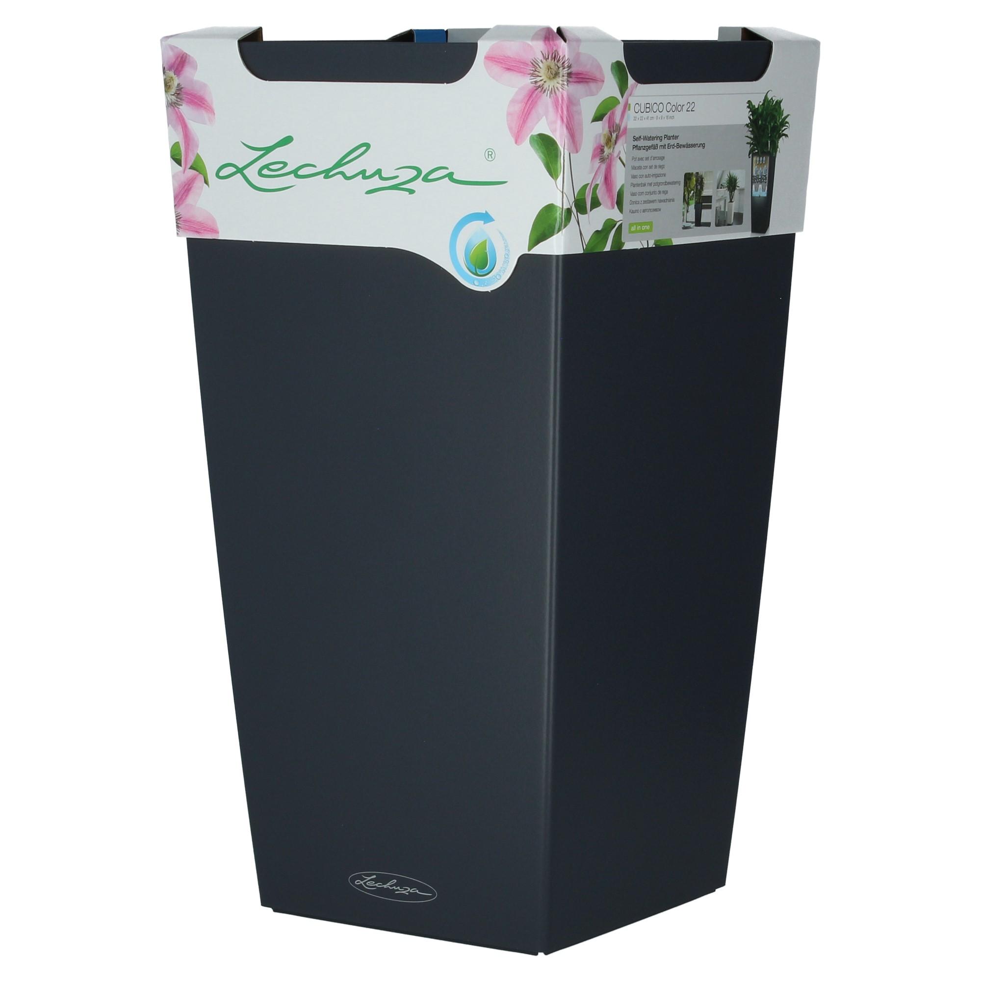 Lechuza Blumentopf hoch Cubico Color 22 schiefergrau