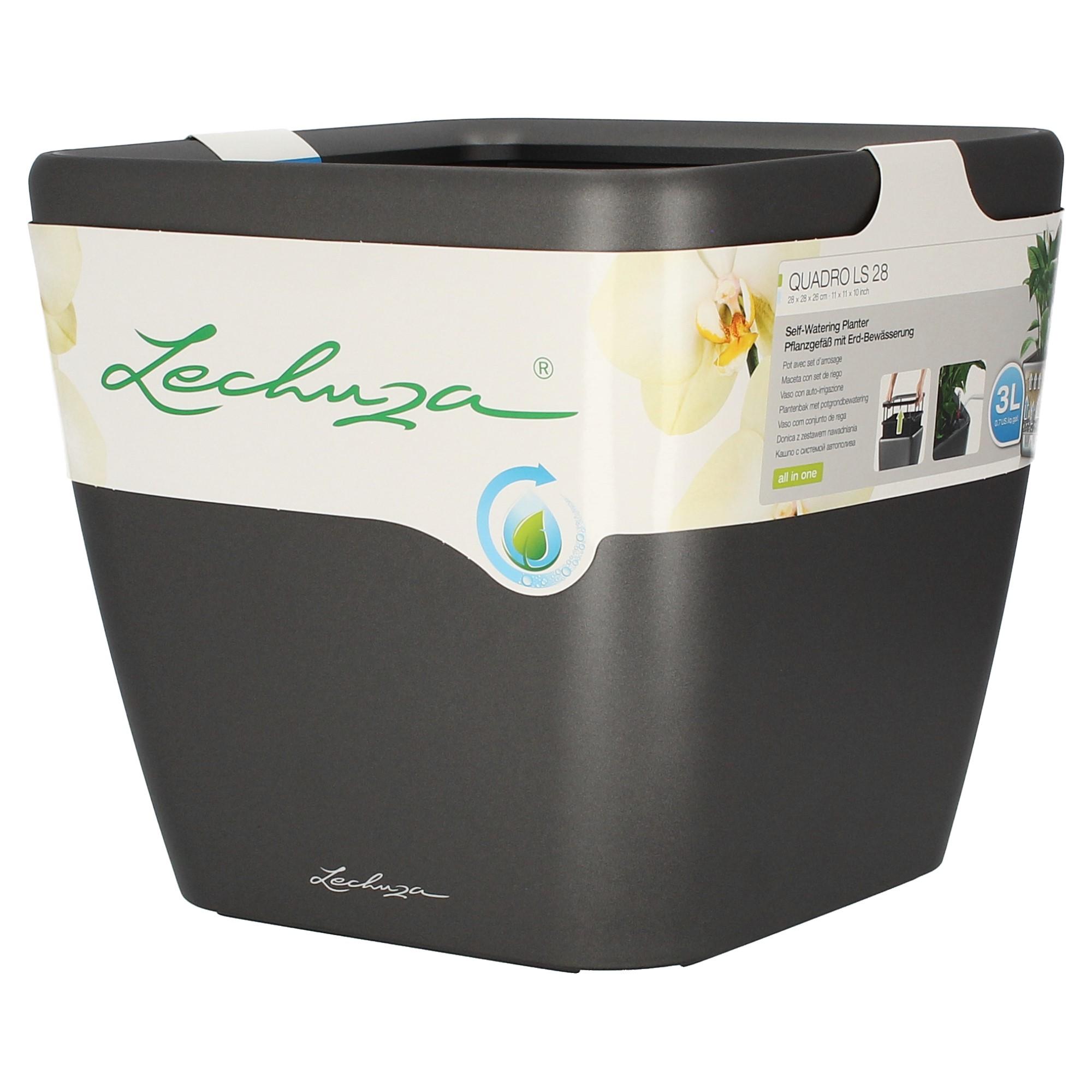 Lechuza Blumentopf groß Quadro LS 28 anthrazit metallic Lechuza Blumentopf groß Quadro LS 28 anthrazit metallic