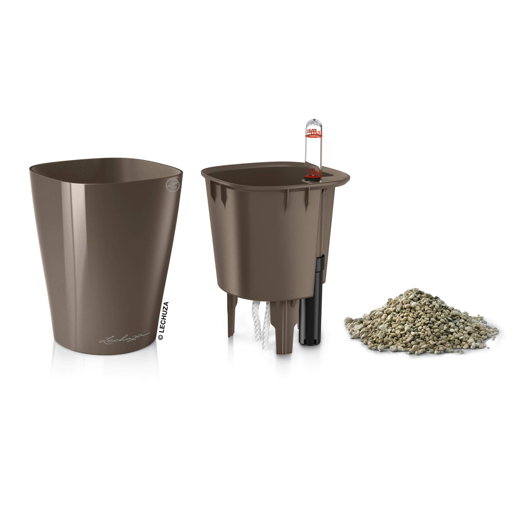 Lechuza Blumentopf klein Mini Deltini taupe hochglanz braun