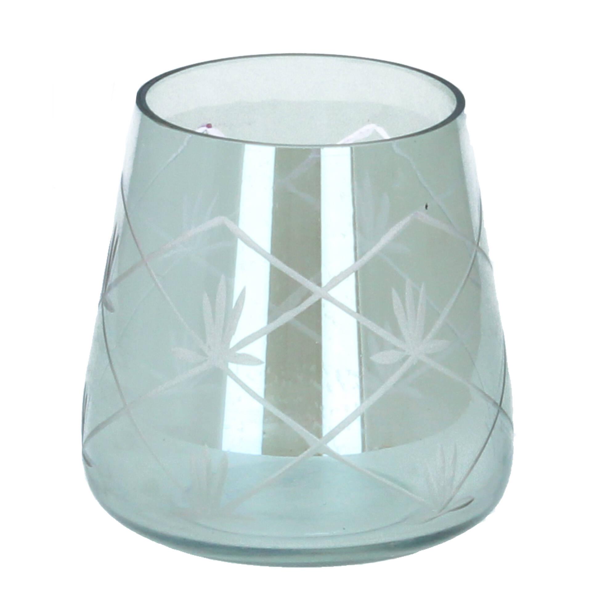 Chic Antique Nyons Hurricane Glas Schliff Windlicht 11 cm olivgrün