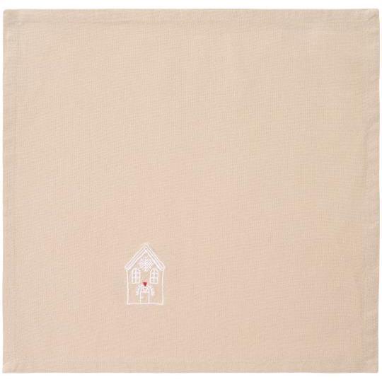IB Laursen Serviette Tradition Weihnachtshaus weiß 63054-76
