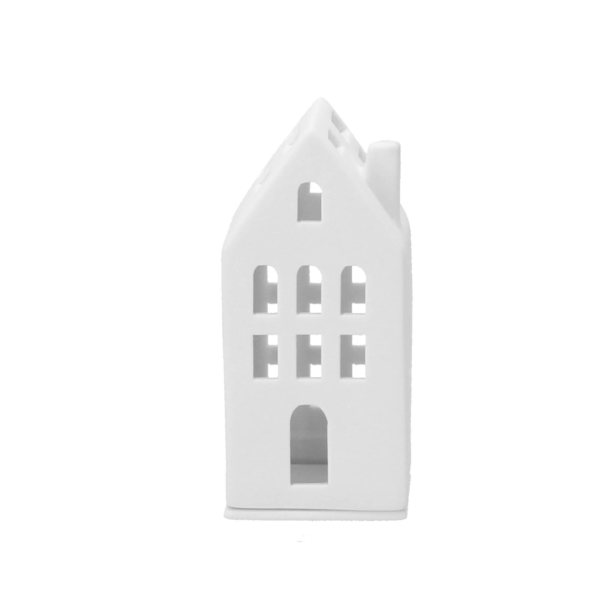 räder Living Mini Lichthaus Gästehaus 6x6x13 cm Porzellan weiß