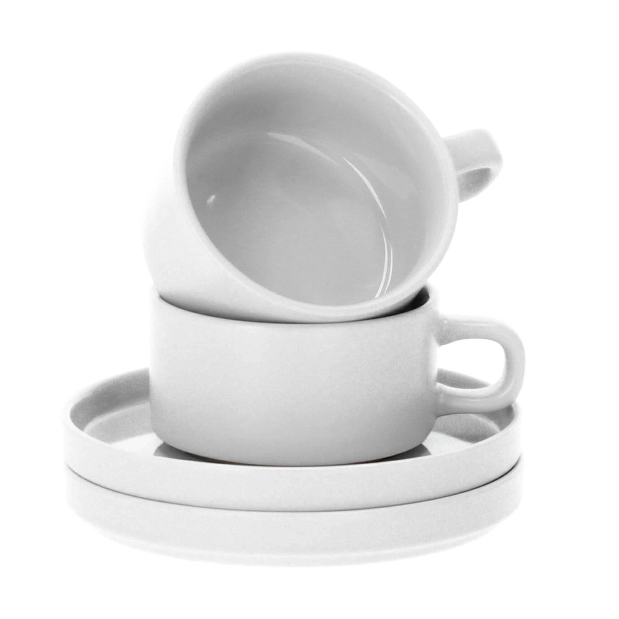 blomus Pilar 2 Teetassen mit Untertasse 200 ml Keramik moonbeam beige