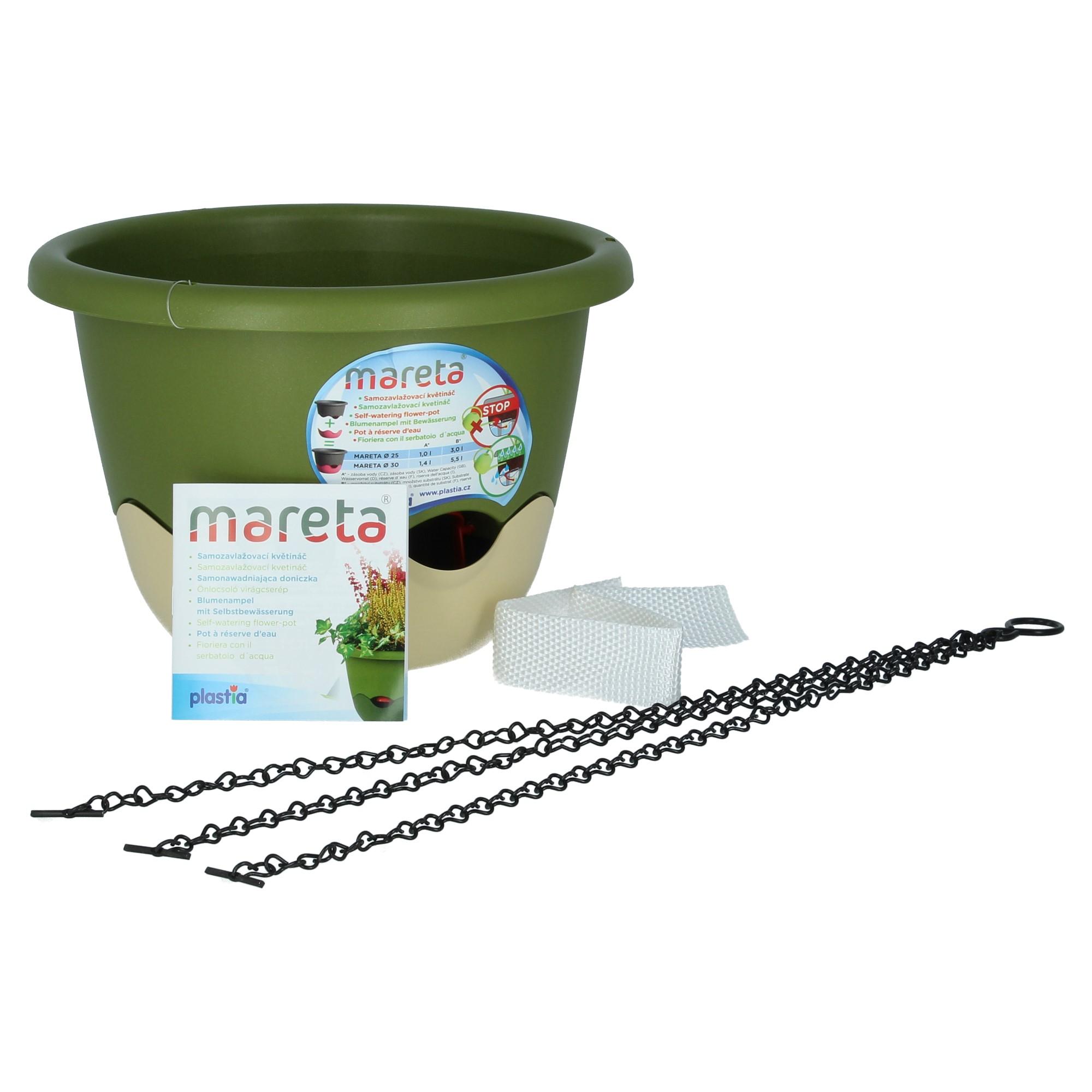 Plastia Blumenampel Mareta 25 Grün Elfenbein Wasserspeicher Plastia Blumenampel Mareta 25 Grün Elfenbein Wasserspeicher