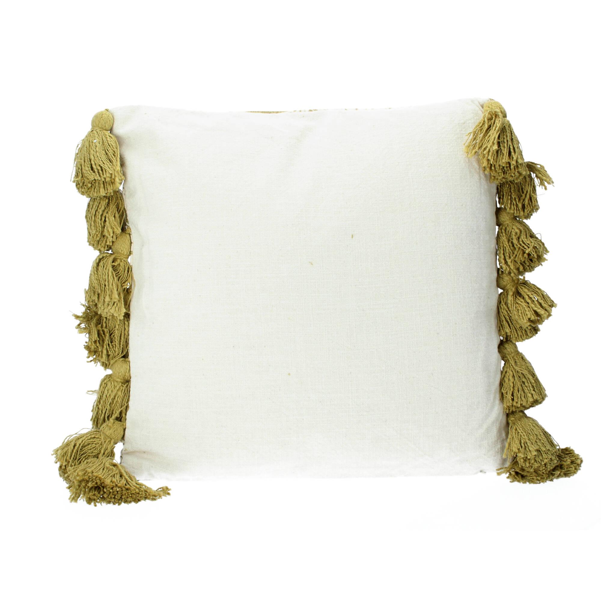 Bloomingville Kissen Isser 45x45 cm Blätter Quasten grün