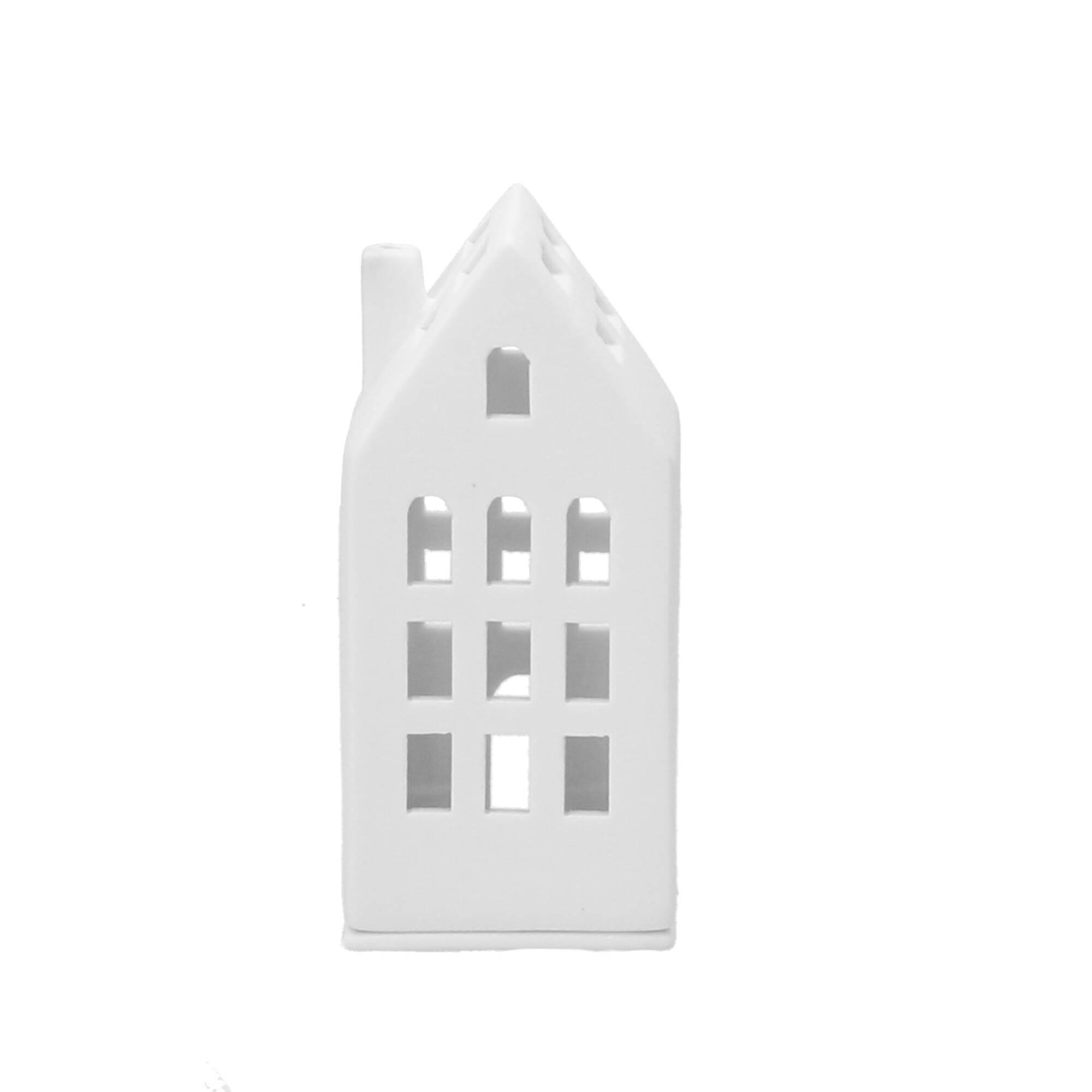 räder Living Mini Lichthaus Gästehaus 6x6x13 cm Porzellan weiß