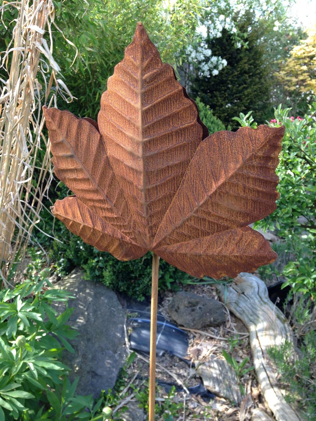 Scholtissek Gartenstecker Ederost Blatt Bergahorn klein 20cm