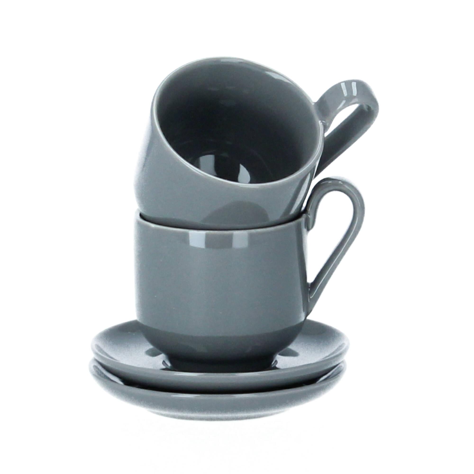 blomus RO 2 Espressotassen mit Untertasse 80 ml Porzellan sharkskin