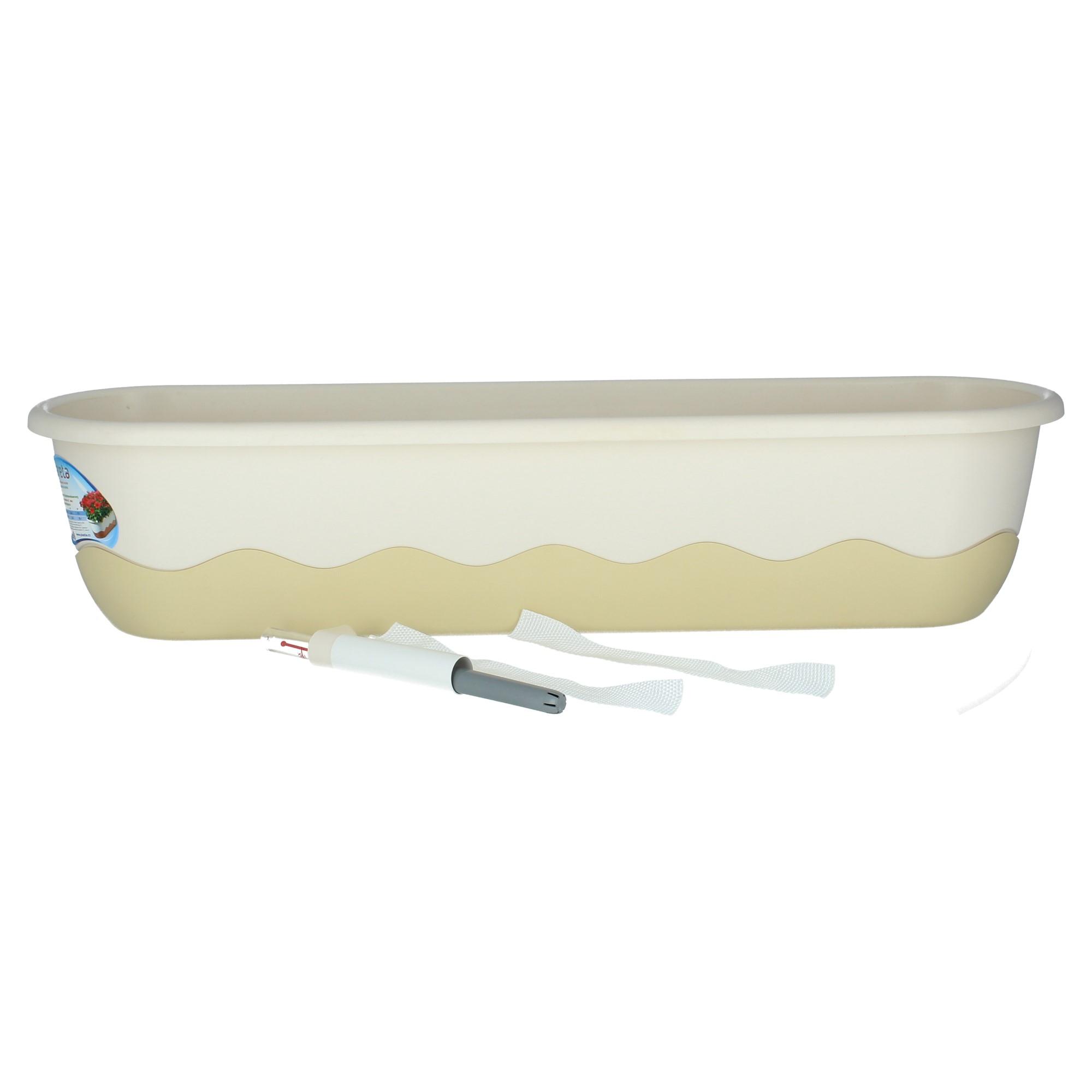 Plastia Blumenkasten Mareta 80cm elfenbein Wasserspeicher