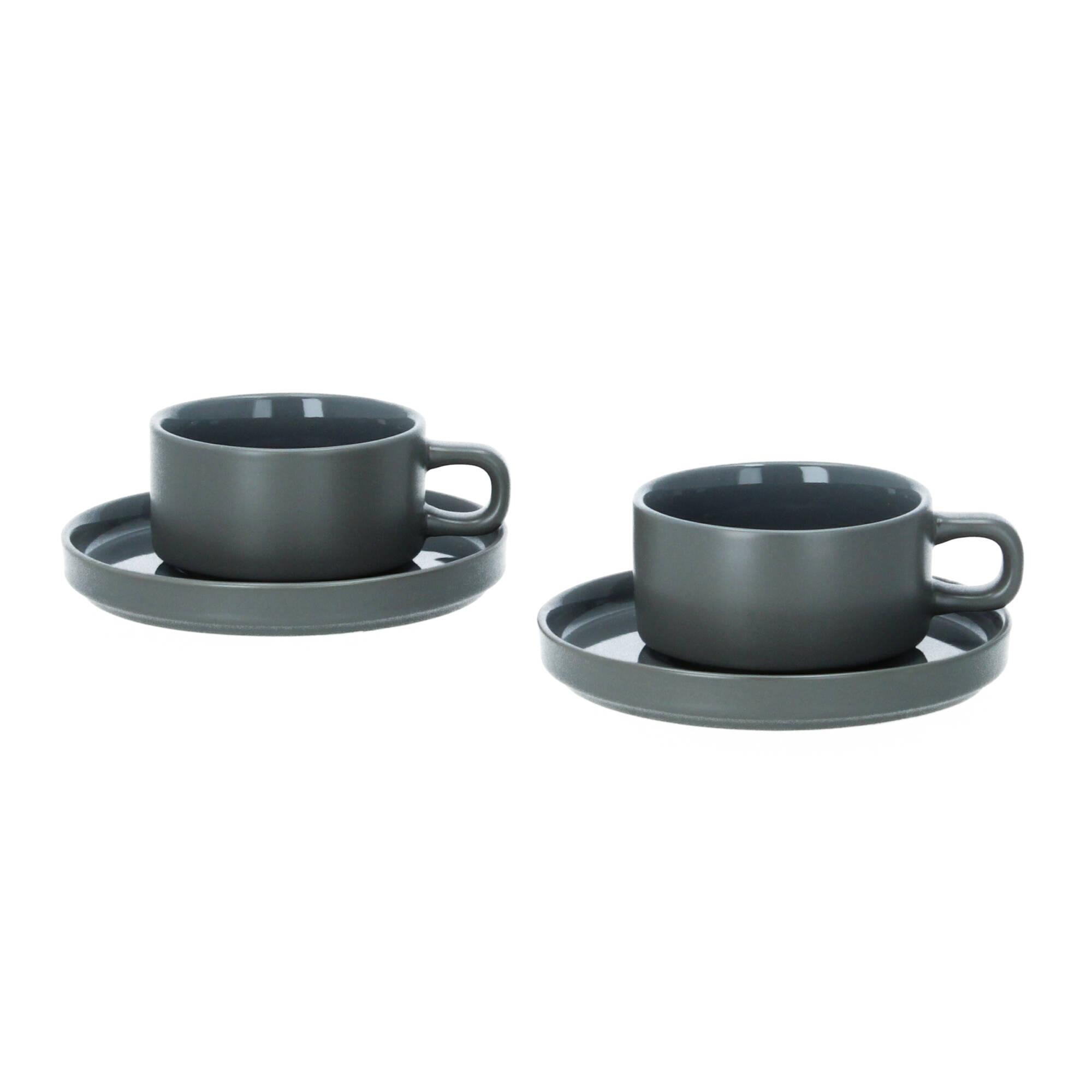 blomus Pilar 2 Teetassen mit Untertasse 200 ml Keramik pewter zinngrau blomus Pilar 2 Teetassen mit Untertasse 200 ml Keramik pewter zinngrau