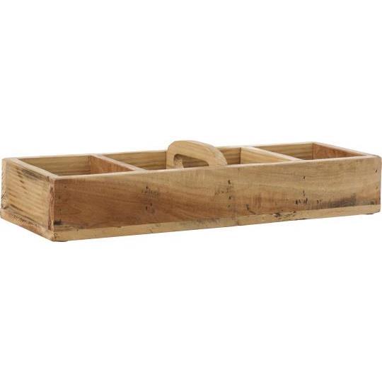 IB Laursen Kiste mit 4 Fächern Quergriff Holz Unikat Upcycling 21780-00