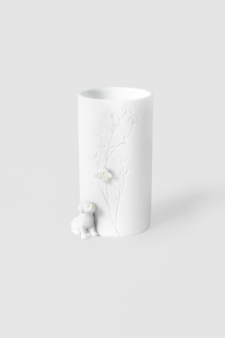 räder Living Vase Hund sitzend Porzellan weiß 0017616