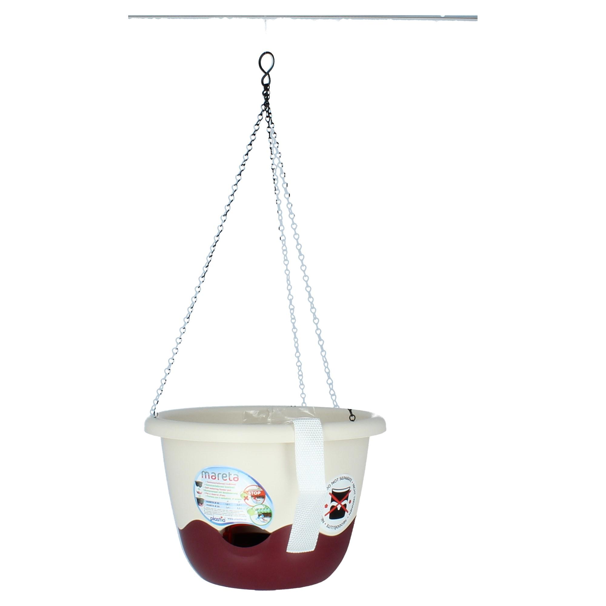 Plastia Mareta Blumenampel 30 Elfenbein Weinrot Wasserspeicher