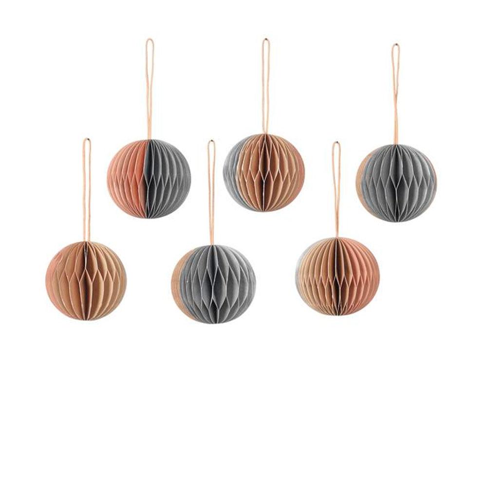 Broste Copenhagen Weihnachtsschmuck Ball Papier 6tlg. Set beige/blau Broste Copenhagen Weihnachtsschmuck Ball Papier 6tlg. Set beige/blau