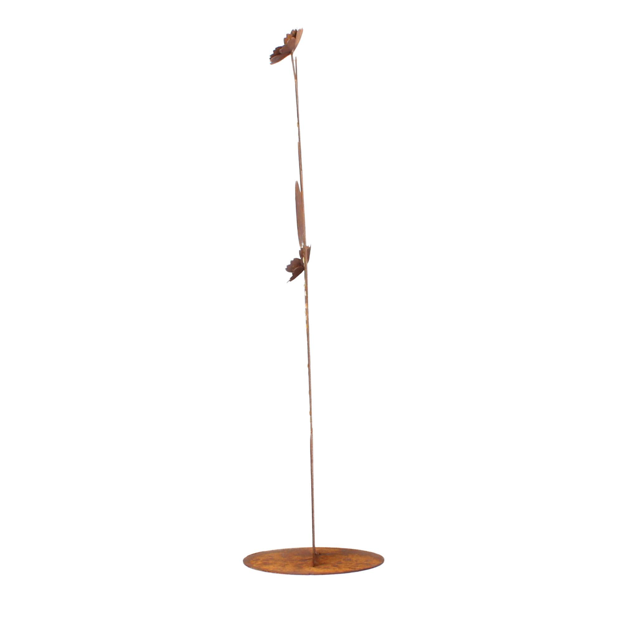 Saremo Gartendeko Edelrost Kaktus 80cm 2 Blüten