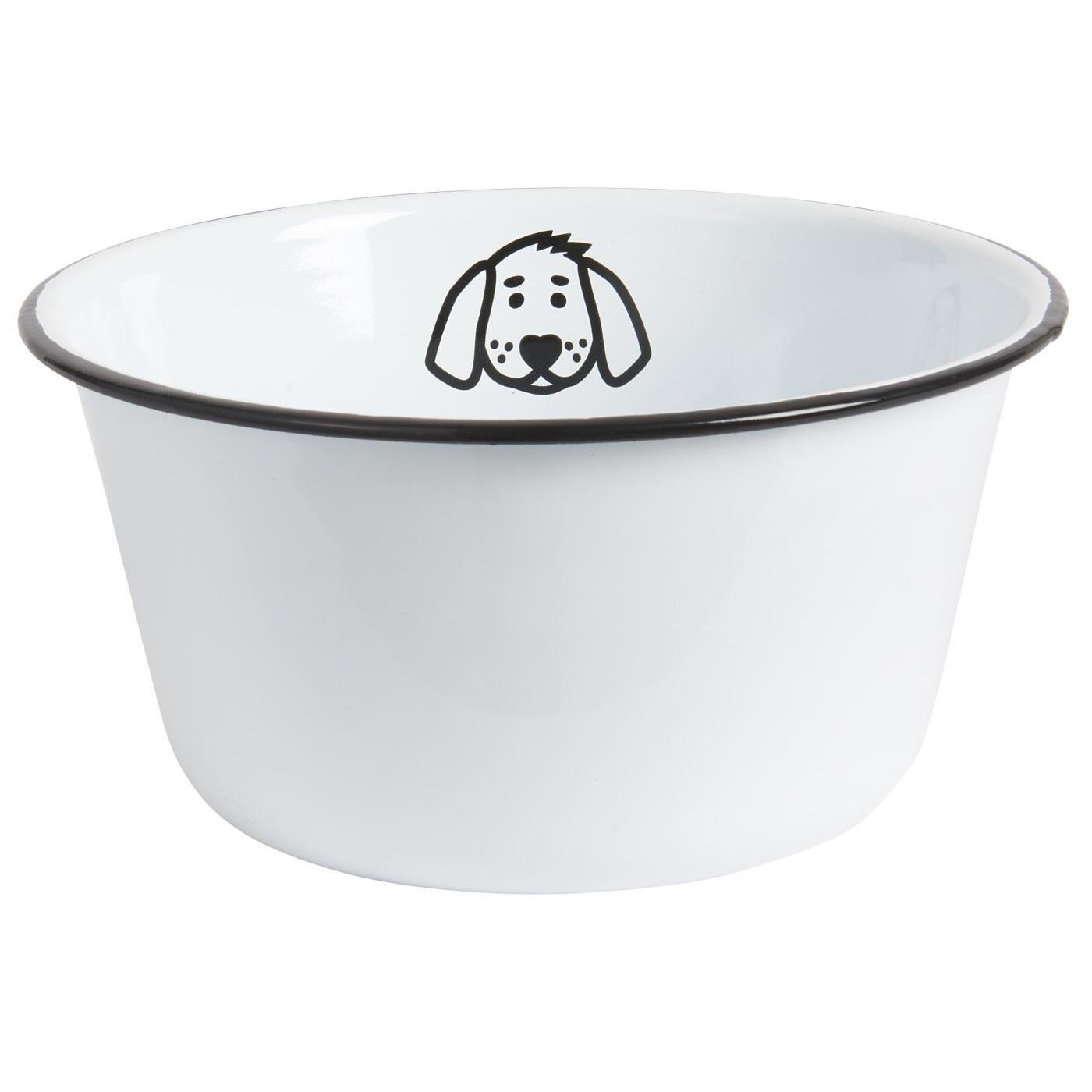 IB Laursen Fressnapf Hund klein 17cm Emaille weiß 0444-11 IB Laursen Fressnapf Hund klein 17cm Emaille weiß 0444-11