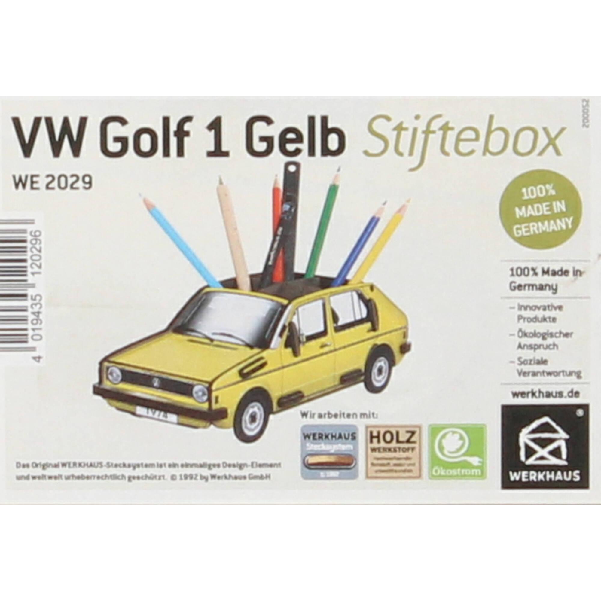 Werkhaus Stiftebox Stiftehalter VW Golf 1 gelb Holz Werkhaus Stiftebox Stiftehalter VW Golf 1 gelb Holz