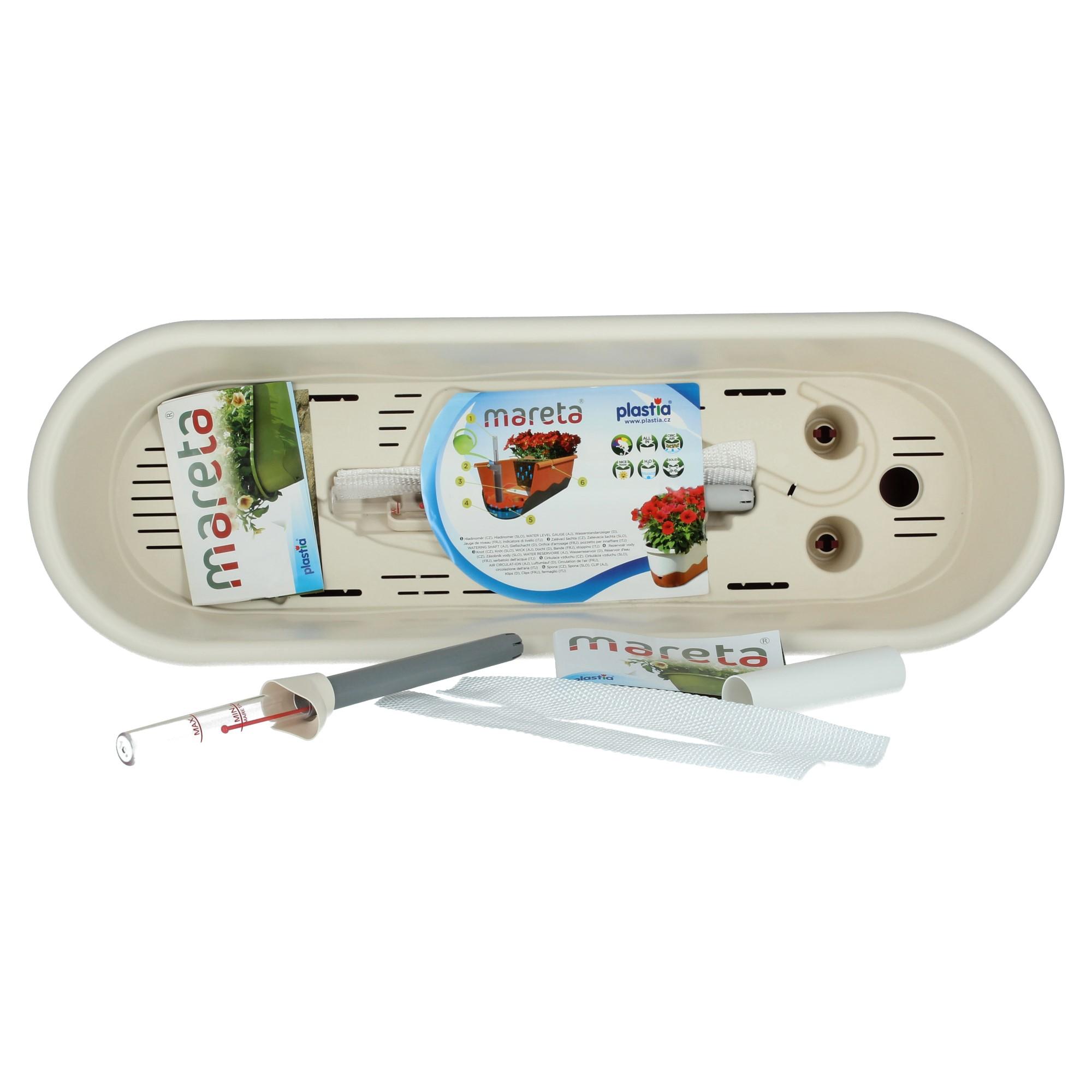 Plastia Blumenkasten Mareta 60 weiß rot Wasserspeicher Plastia Blumenkasten Mareta 60 weiß rot Wasserspeicher