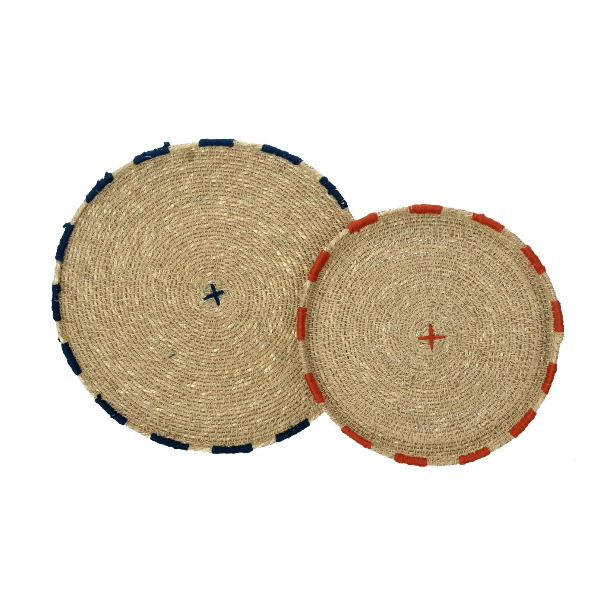 Bloomingville Tischset Dekountersetzer Seegras 2er Set blau rot natur