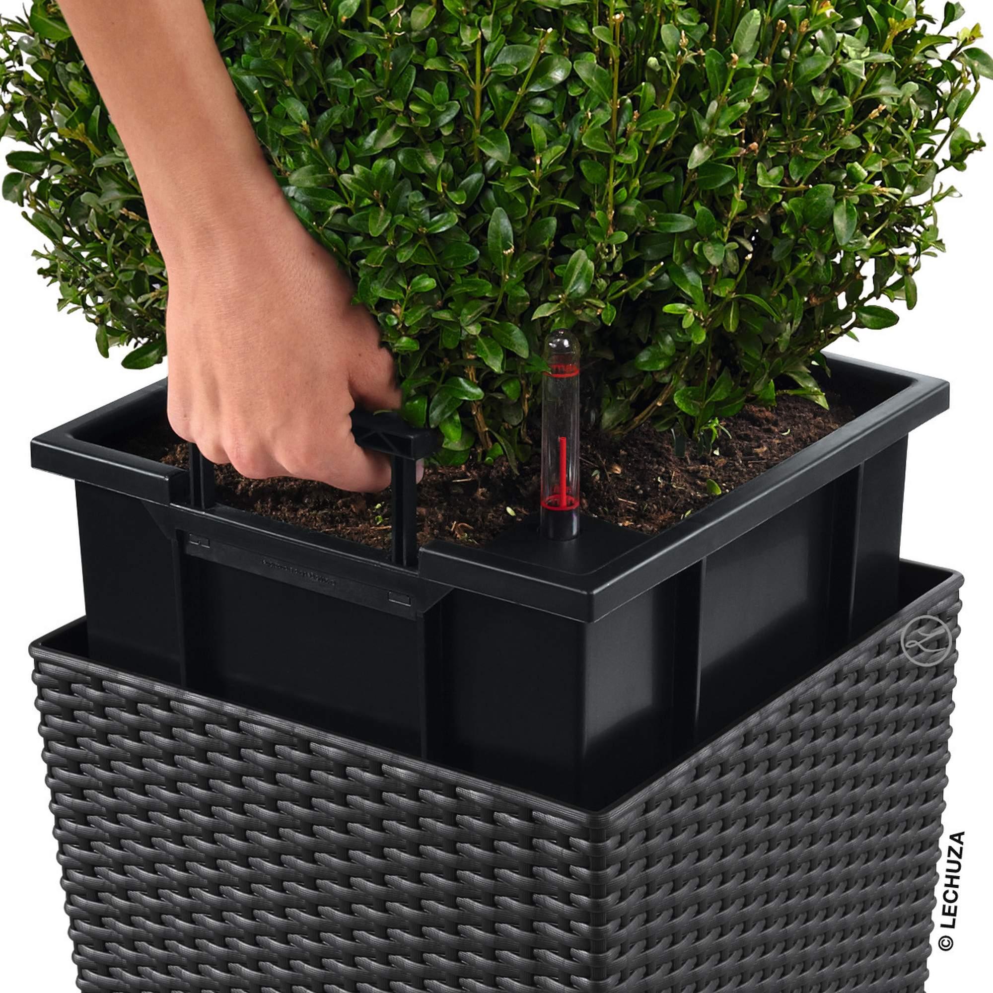 Lechuza Blumentopf groß Cube Cottage 50 granit grau
