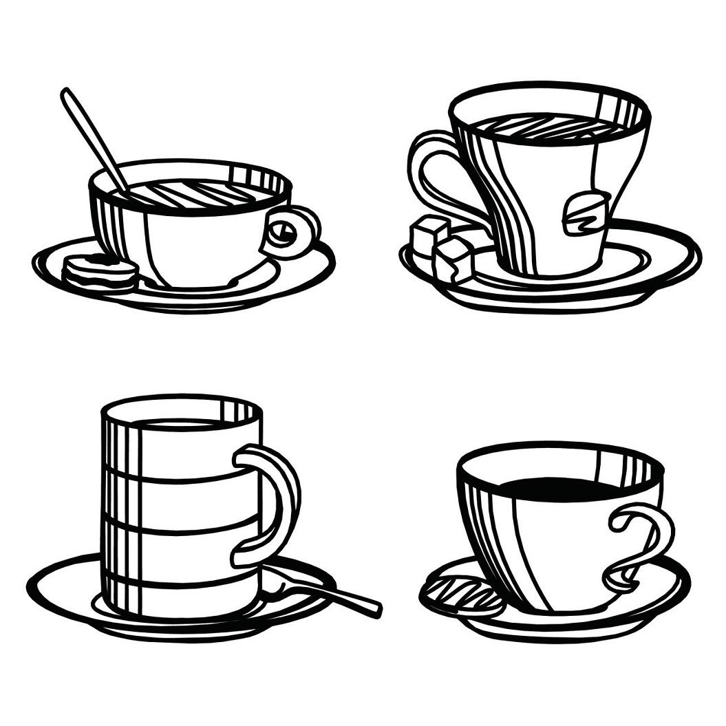 Peleg Design, Tassen-Untersetzer 4x Set Sketch Coasters, PE787 Peleg Design, Tassen-Untersetzer 4x Set Sketch Coasters, PE787