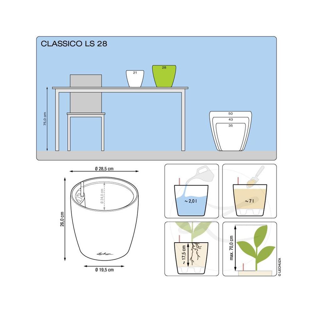 Lechuza Blumentopf rund Classico LS 28 anthrazit metallic