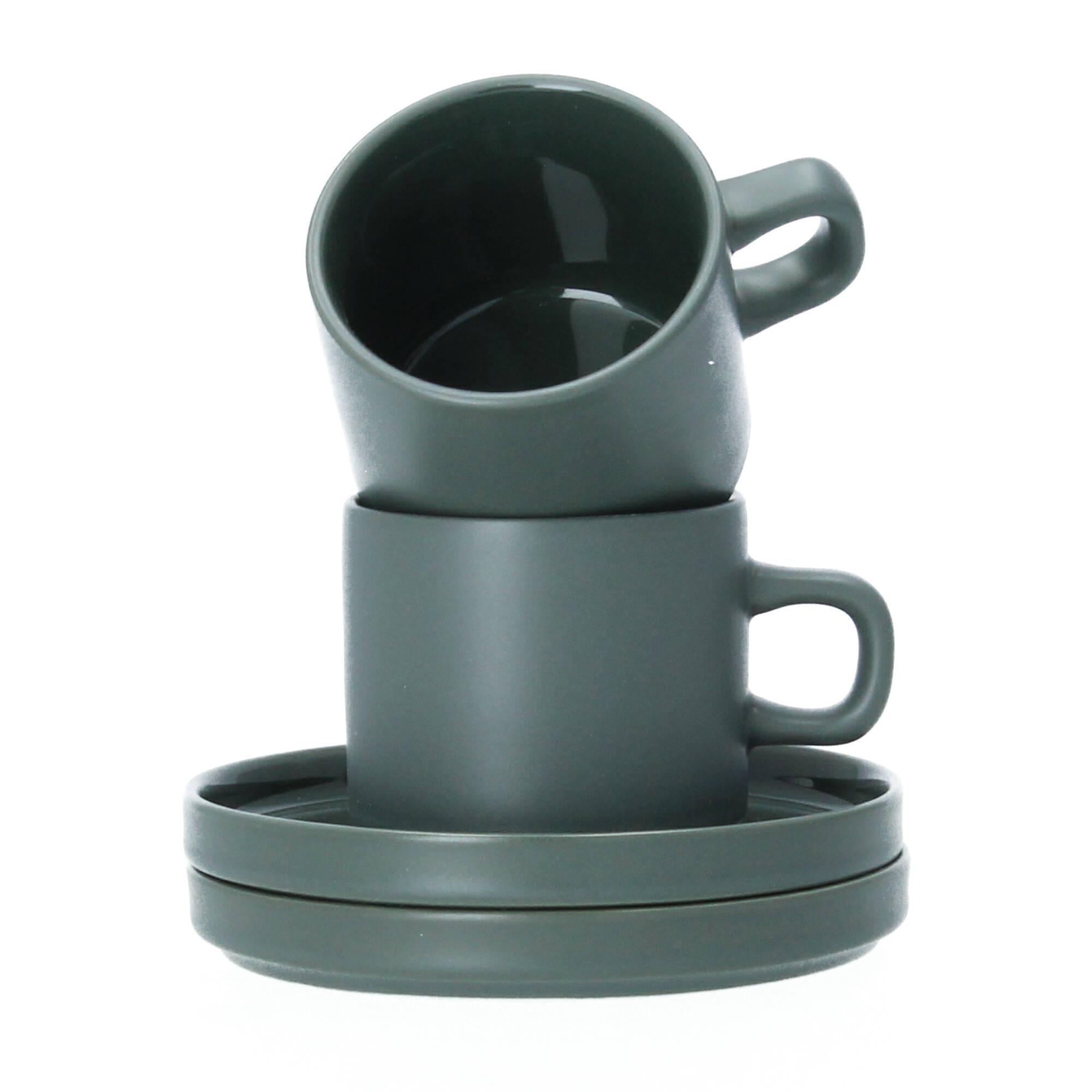 blomus Pilar 2 Kaffeetassen mit Untertasse Set agave green grün blomus Pilar 2 Kaffeetassen mit Untertasse Set agave green grün