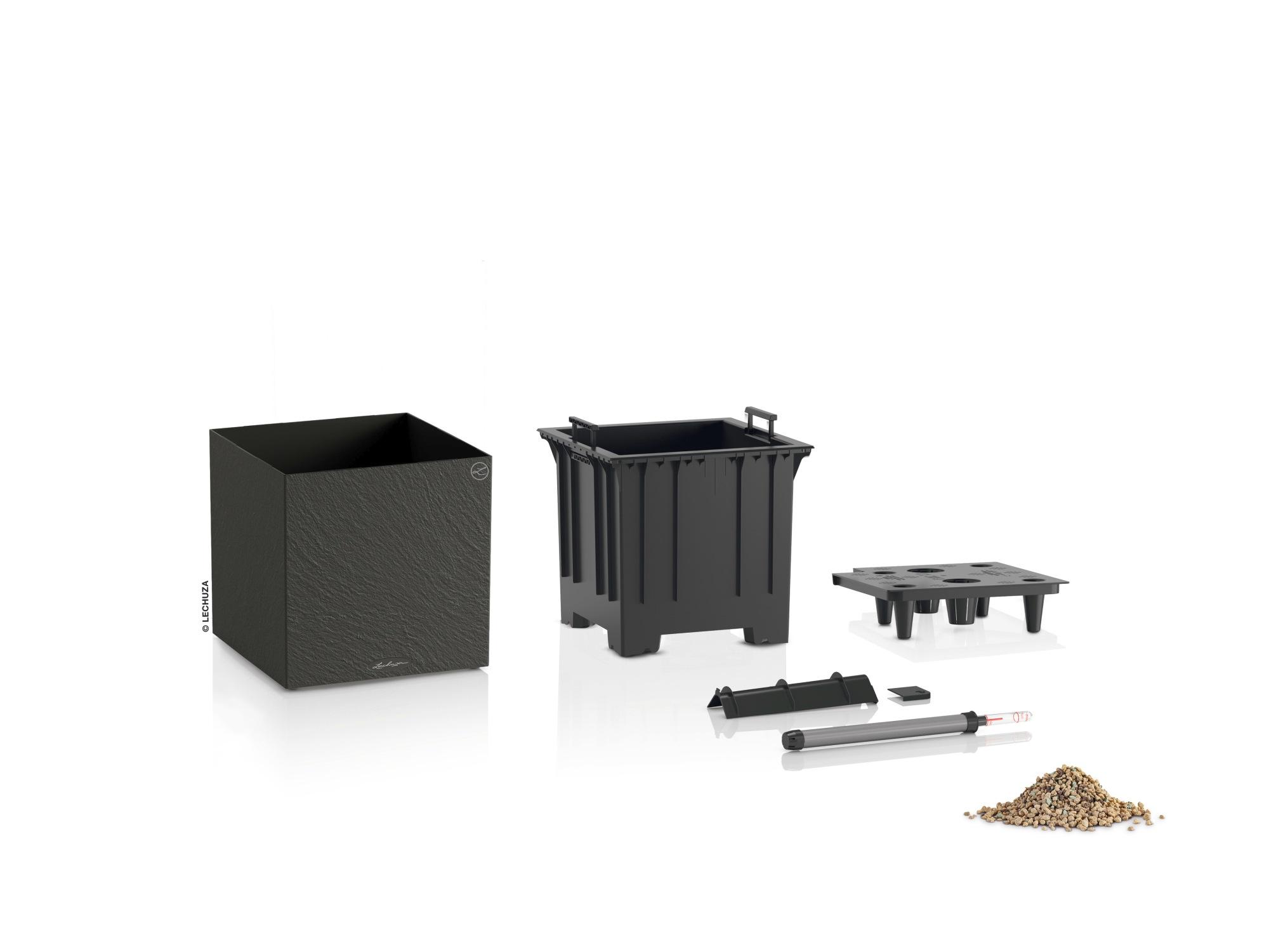 Lechuza Pflanzkübel eckig Canto Slatestone 40 low dark grey