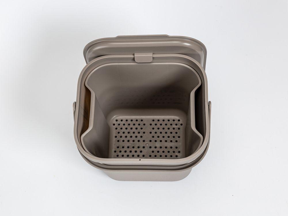 Plastia Biomüll Behälter 6L mit Einsatz Taupe Braun Kaffeesatz