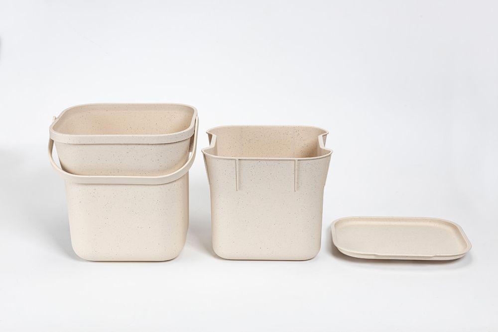 Plastia Biomüll Behälter 6L mit Einsatz Elfenbein weiß Kaffeesatz Plastia Biomüll Behälter 6L mit Einsatz Elfenbein weiß Kaffeesatz