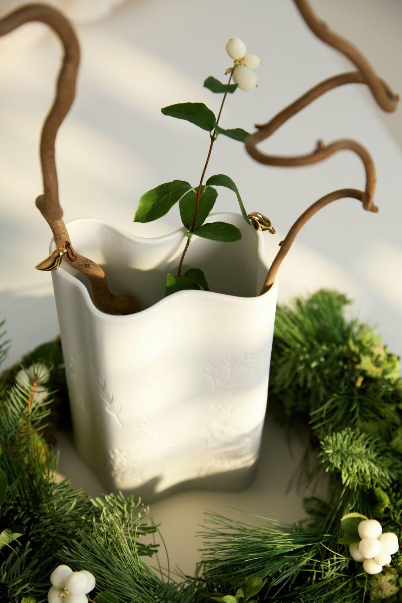 räder Vase Winterzauber Goldvogel Porzellan weiß 0093073