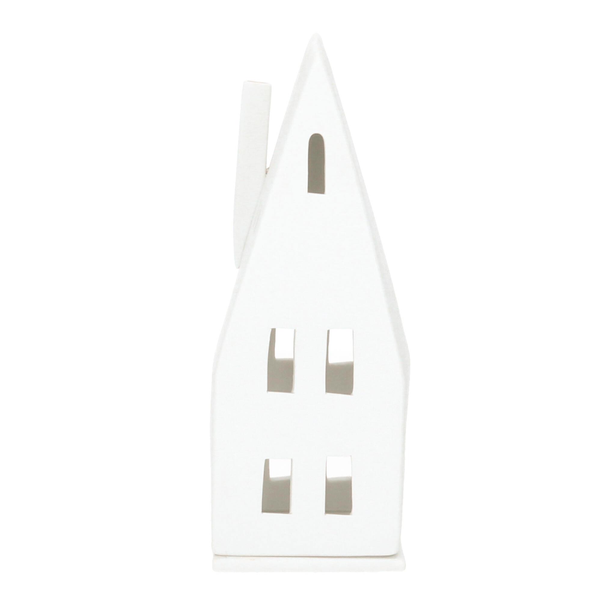 Räder Teelichthalter Lichthaus Spitzdach 20cm weiß 0010847