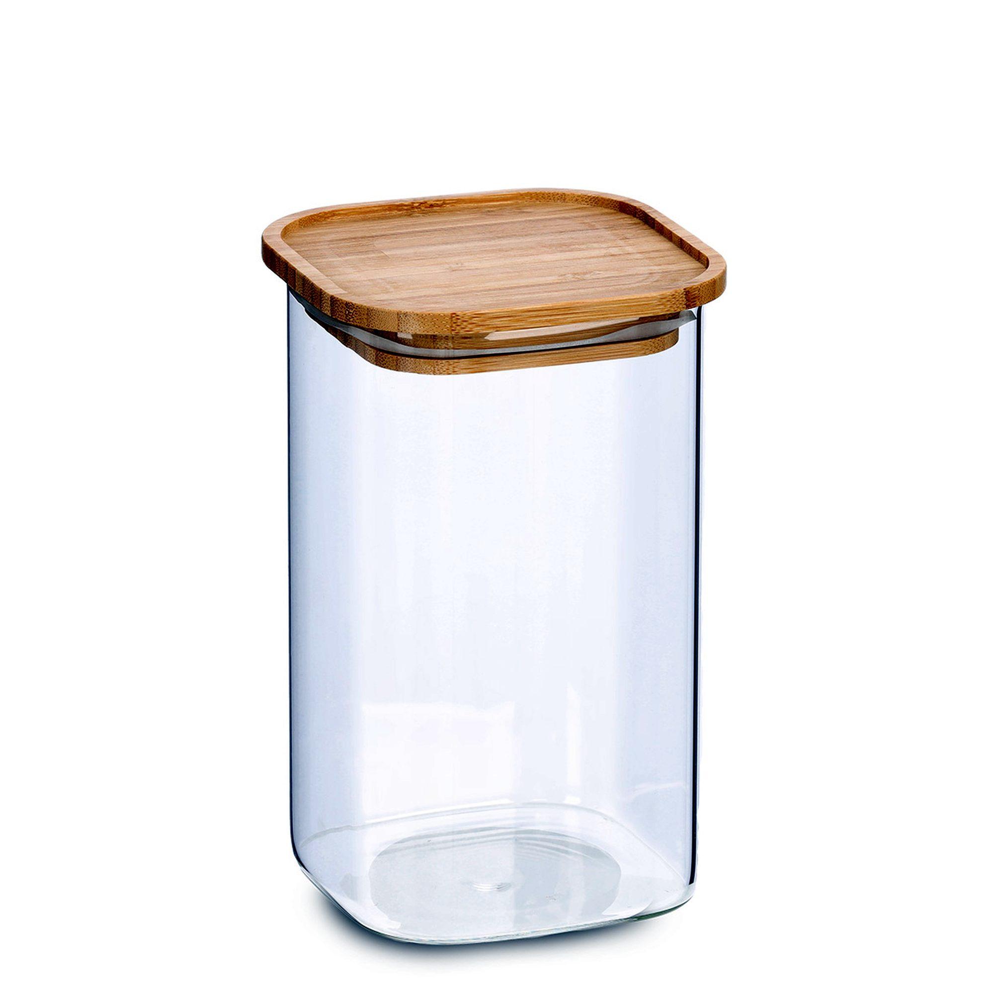 Zeller Present Vorratsglas quadratisch 1300ml Bambusdeckel 19491