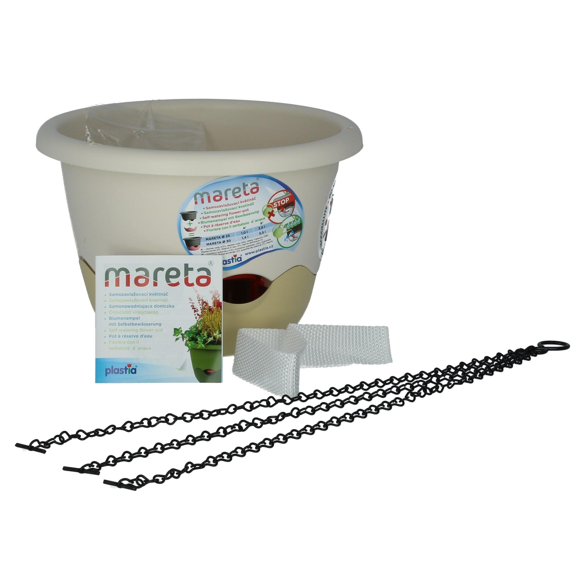 Plastia Blumenampel Mareta 25 elfenbein-weiß Wasserspeicher