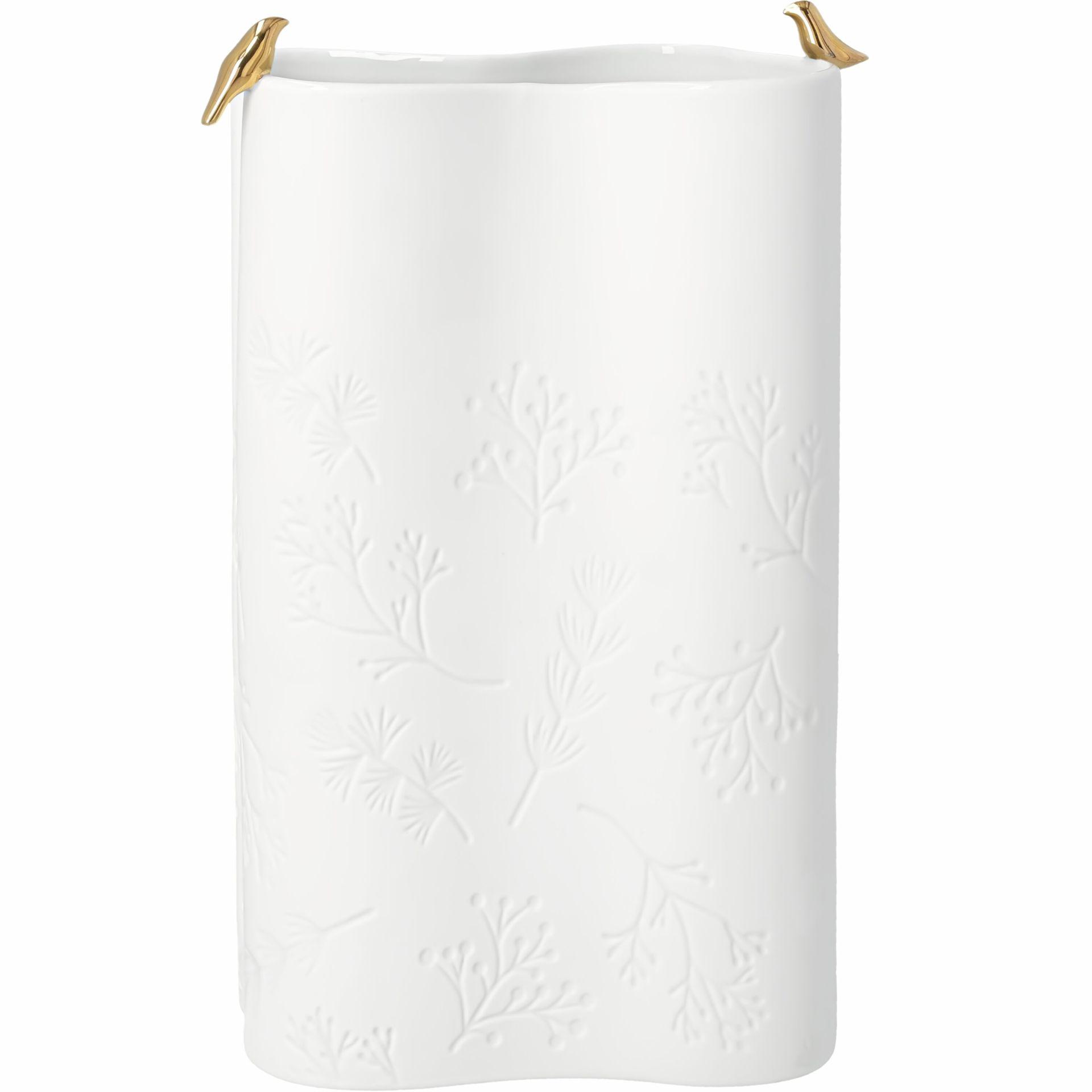 räder Vase Winterzauber Goldvogel Porzellan weiß 0093073